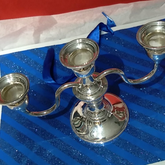 Sterling Silver Three Arm Detachable Candelabra - Picture 6 of 8